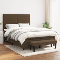 Boxspring met matras stof donkerbruin 140x200 cm