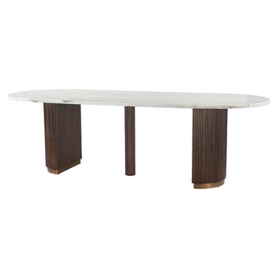Richmond Ovale Eettafel 'Mayfield' Marmer en mangohout, 250 x 100cm