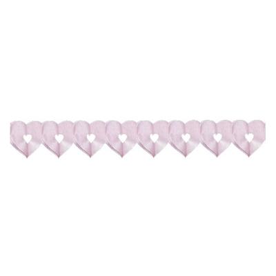 Roze papieren hartjes thema slingers - 6 meter - valentijn decoratie / feest versiering