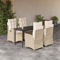 5-delige Tuinset met kussens poly rattan beige