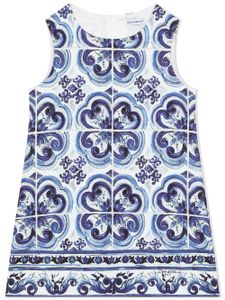 Dolce & Gabbana Kids robe courte à imprimé Majolica - Bleu