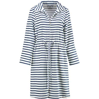 Cawö Cawö Dames Badjas kort met Tunnelkoord en Rits 6597 Navy 44