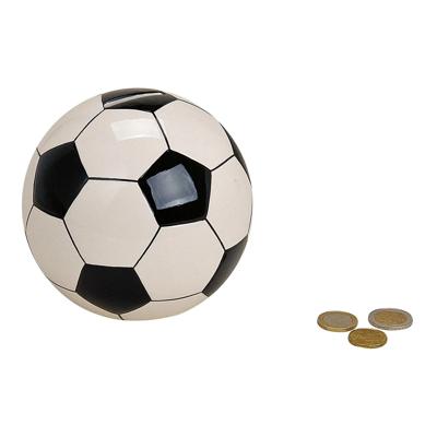 Spaarpot Voetbal thema - voor kinderen - keramiek - zwart/wit - Dia 13 cm