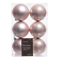 Decoris Kerstballen - 6x st - lichtroze - D8 cm - kunststof - kerstversiering