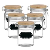 Weckpot/inmaakpot - 10x - 700 ml - glas - met beugelsluiting - incl. etiketten - thumbnail