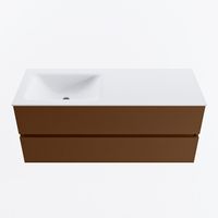 MONDIAZ VICA 120cm badmeubel onderkast Rust 2 lades. Wastafel CLOUD links 1 kraangat, kleur Talc.