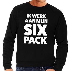 Ik werk aan mijn SIX Pack tekst sweater zwart voor heren