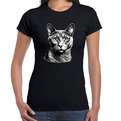 Cadeau/verkleed T-shirt dames - zwart - Blauwe Rus kat/poes - kattenliefhebber