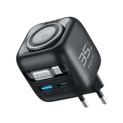 Havit UC250 A-EU - GaN-reislader met uitschuifbaar snoer (zwart)