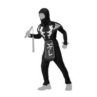 Carnaval verkleed kostuum/outfit - Ninja - voor jongens - zwart/wit - polyester Carnaval verkleed kostuum/outfit - Ninja - voor jongens - zwart/wit - polyester