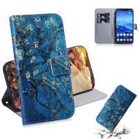 Abrikoos bloem patroon gekleurde tekening horizontale Flip lederen case voor Huawei mate 20 lite met houder & card slots & portemonnee