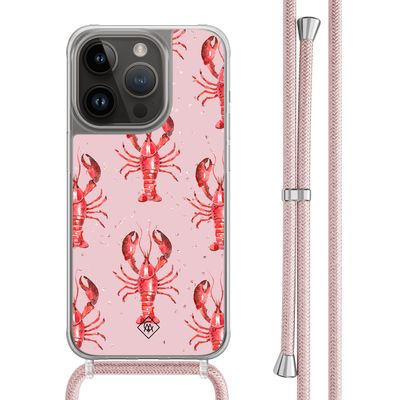 iPhone 14 Pro hoesje met rosegoud koord - Lobster