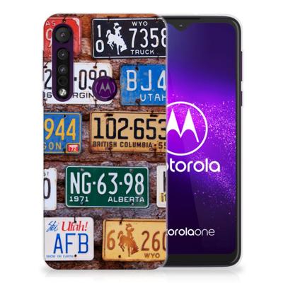 Motorola One Macro | Siliconen hoesje | met foto Kentekenplaten
