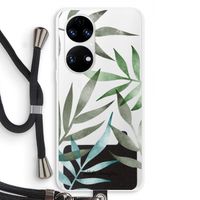 Tropical watercolor leaves: Huawei P50 Transparant Hoesje met koord