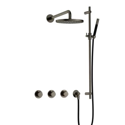 Hotbath Cobber - CB7067 - Inbouw Regendoucheset - Verouderd Ijzer - 2 Stopkranen - Thermostatisch - Wandarm 40 cm - Hoofddouche 200 mm - Staafhanddouche - Glijstang 900 mm - Waterbesparend