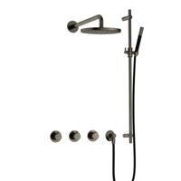 Hotbath Cobber - CB7067 - Inbouw Regendoucheset - Verouderd Ijzer - 2 Stopkranen - Thermostatisch - Wandarm 40 cm - Hoofddouche 200 mm - Staafhanddouche - Glijstang 900 mm - Waterbesparend