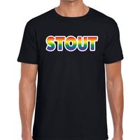 Stout regenboog gay pride shirt zwart voor heren