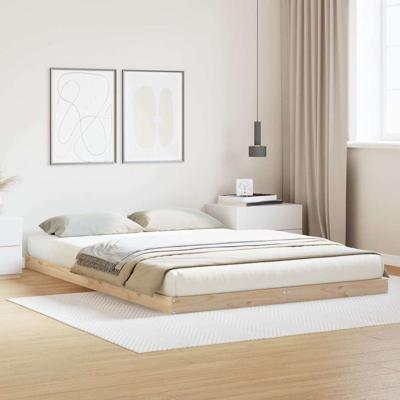 Vloerbedframe massief grenenhout wit 160x220 cm