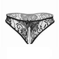 Dames Slipjes 1 doos Jacquard Nylon Kant Open kruis Zwart Wit Lightinthebox - thumbnail