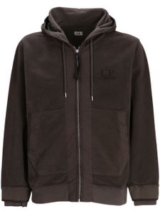 C.P. Company hoodie zippé à logo brodé - Marron