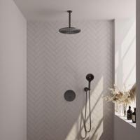 Brauer Gunmetal Carving Thermostatische Regendoucheset Inbouw - Hoofddouche 30 cm - 3 Weg - Handdouche Rond 3 Standen - Doucheslang - Wandaansluitbocht - Gunmetal