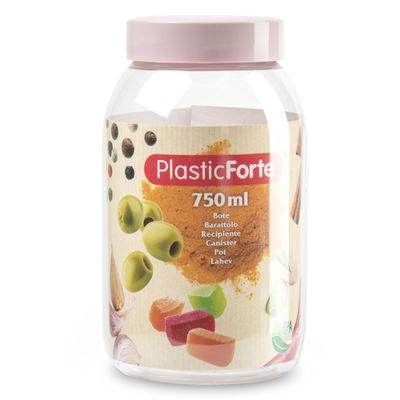 Voorraadpot/bewaarpot - 750 ml - kunststof - oud roze - B9 x H15 cm