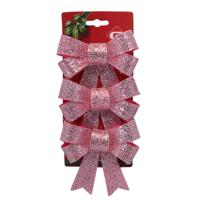 Gerimport kerststrikken -3x - roze - 10x13 cm - kerstversiering