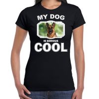 Duitse herdershonden t-shirt my dog is serious cool zwart voor dames