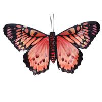 Pro Garden Wanddecoratie vlinder - rood - 49 x 34 cm - metaal - muurdecoratie / schutting / tuin