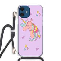 Roze eenhoorn: iPhone 12 Transparant Hoesje met koord
