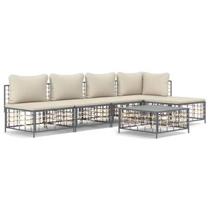 The Living Store Hoekbank Antraciet Poly Rattan - 72 x 72 x 66 cm - Weerbestendig