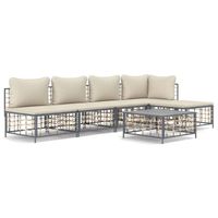 The Living Store Hoekbank Antraciet Poly Rattan - 72 x 72 x 66 cm - Weerbestendig - thumbnail