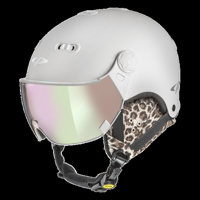 CP Carachillo Leo Ears Skihelm met Vizier wit | Extra veilig! | Meekleurend vizier