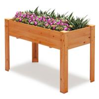 Hoge bed Hout Verhoogd Tuinbed Plantenbak met Drainageluchtjes Groentebed Plantenbed Rechthoekig 120 x 60 x 82 cm Bruin