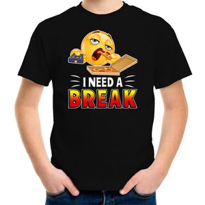 Funny emoticon t-shirt I need a break zwart voor kids