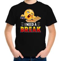 Funny emoticon t-shirt I need a break zwart voor kids - thumbnail