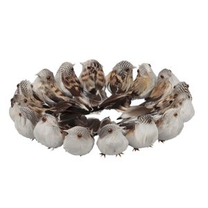 32x stuks stuks decoratie vogels/vogeltjes bruin op draad 9 cm