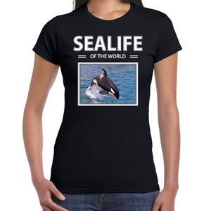 Orkas t-shirt met dieren foto sealife of the world zwart voor dames