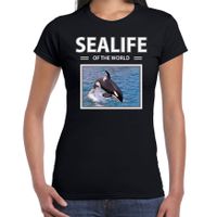 Orkas t-shirt met dieren foto sealife of the world zwart voor dames - thumbnail