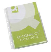 Q-CONNECT geperforeerde showtas A4 11-gaatsperforatie PP glashelder pak van 5 stuks