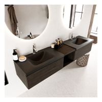 Mondiaz Bukla 200cm badmeubel met open module 40 dark brown 2 lades met wastafel dubbel 2 kraangaten kleur urban