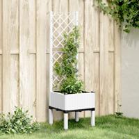 VidaXL Plantenbak met latwerk 40x40x142 cm polypropeen wit