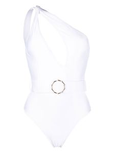 Noire Swimwear maillot de bain à taille ceinturée - Blanc