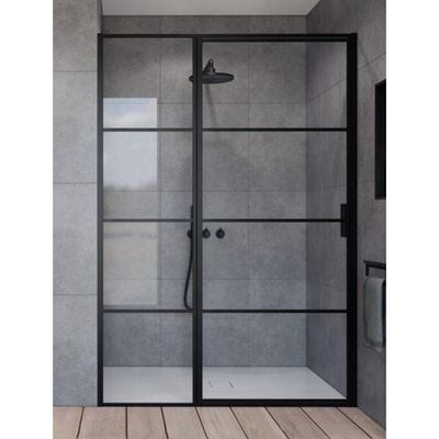 Saniclass Bellini Douchedeur - 90x200cm - vast paneel - frame lines buitenzijde - anti kalk - mat zwart SAG6221-90B