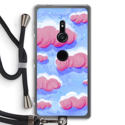 Roze wolken met vogels: Sony Xperia XZ2 Transparant Hoesje met koord