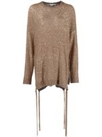 Stella McCartney pull brodé de sequins à détail noué - Gris