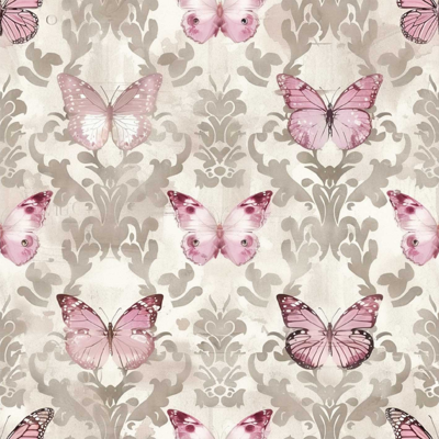 Roze vlinderspatroon behang barok