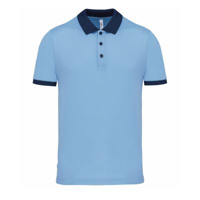 Poloshirt Sport Pro premium quality - lichtblauw/navy - mesh polyester - voor heren