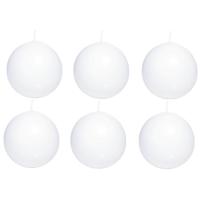 Trend Candles Bolkaars glad - 6x - wit - 7 cm - 16 branduren - ronde kaarsen