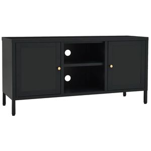 vidaXL Tv-meubel 105x35x52 cm staal en glas zwart